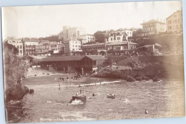 France, Biarritz, les Bains du Port Vieux, vintage albumen print, ca.1880 Tirage