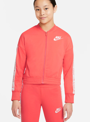 Nike Sportswear Older Kids Tracksuit Jacket Clothing Pink/White Size UK L*REF79