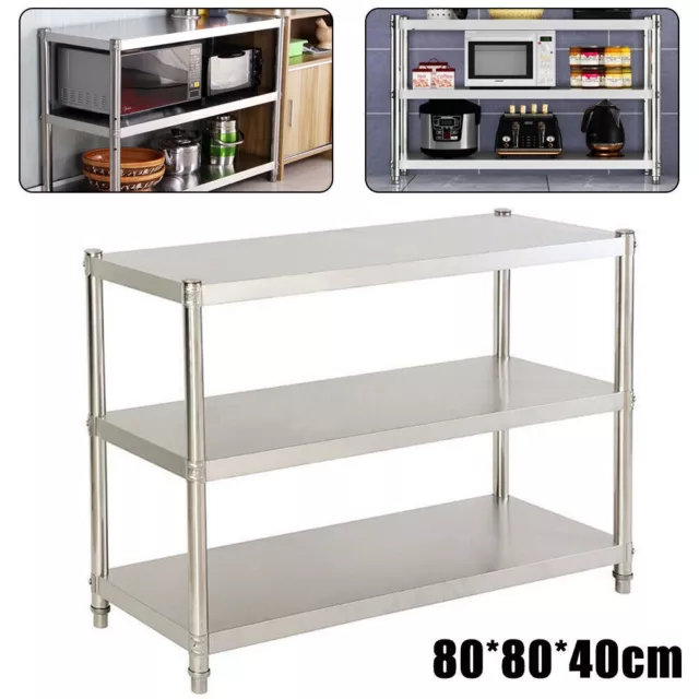 Stainless Steel Work Table Commercial Catering Table Kitchen Prep Table 80X40CM