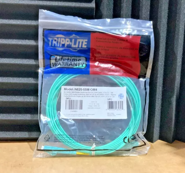 Tripp Lite MultiMode OM4 LC LC Duplex Fiber Patch Cable - 5 meters N820-05M-OM4