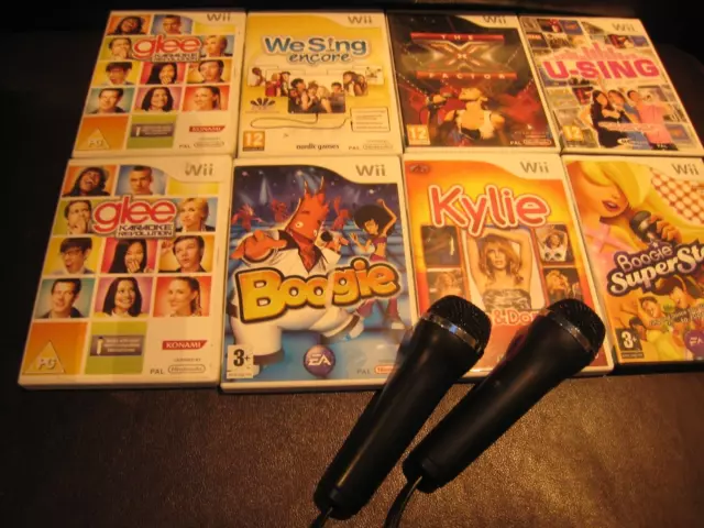 Wii KARAOKE mega BUNDLE : 2x MICROPHONES +  3x Games 2x MICS we sing etc