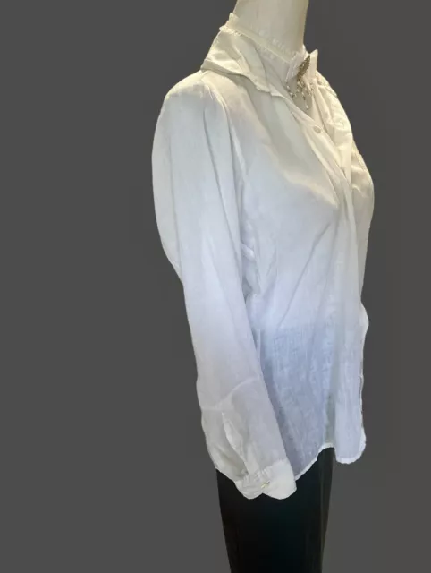 Vintage 1970's White Shirt Semi Transparent Dagger Collar Shirt Fits AUSize 6-10 2