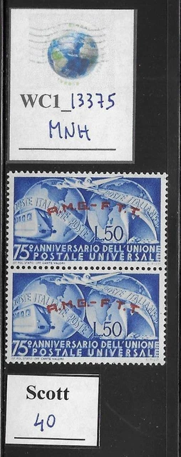 WC1_13375. ITALY: TRIESTE FTT. Pair of 1949 UPU. Scott 40. MNH.