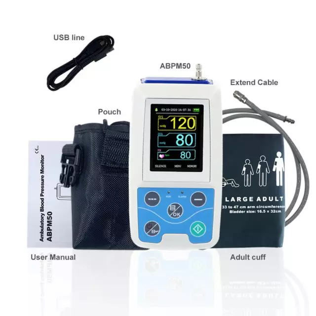 ABPM50 Ambulatory Blood Pressure Monitor  24 Hours Handheld NIBP PR+ PC Software