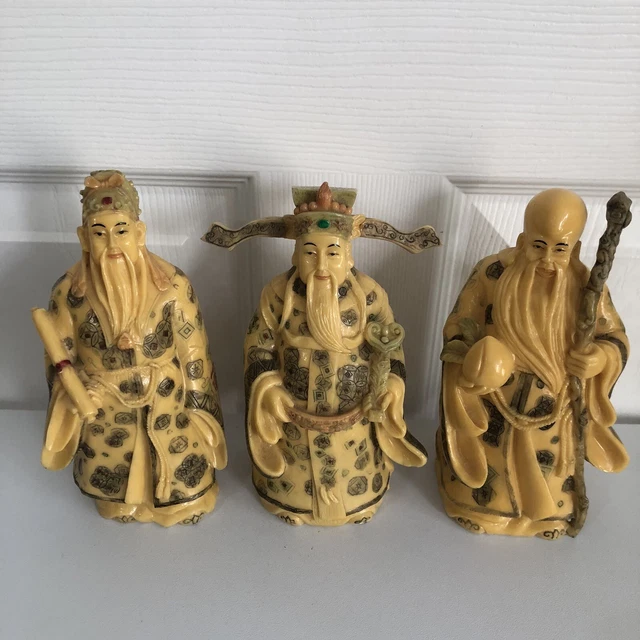 Vintage Carved Resin Chinese Wise Men  Chinese Figurines Statues