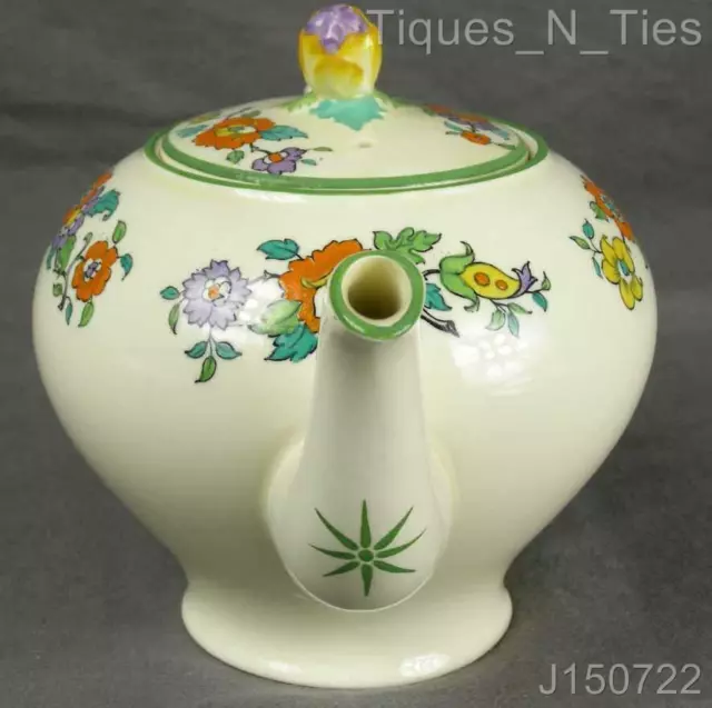 Royal Cauldon England Art Deco Handpainted Multi Color Floral Teapot & Lid (JJ) 2