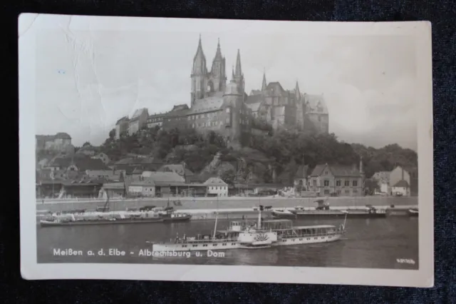 Postkarte Ansichtskarte Sachsen Meißen Elbe Albrechtsburg und Dom 1956 (O)