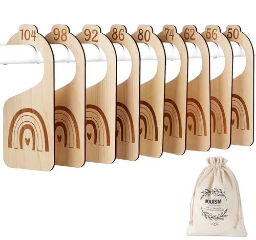 Babykleidung Trenner Holz, 10 Stück Baby Größentrenner Konfektionsgrößen 50-1...