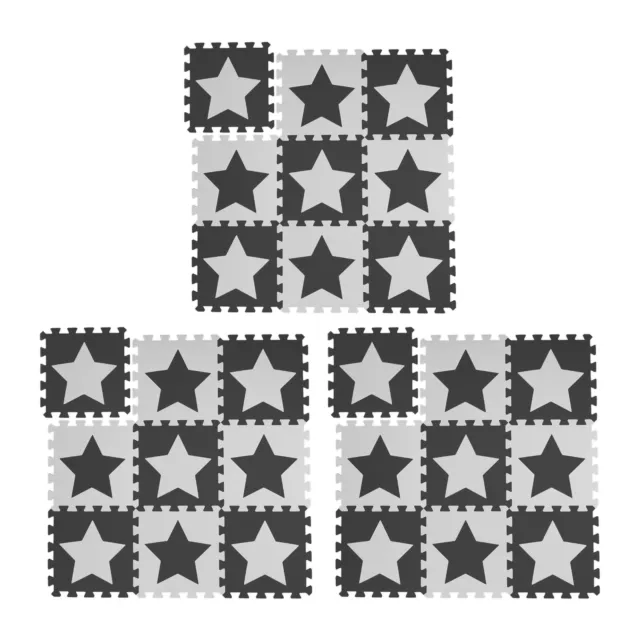 27 losas alfombra puzle bebés estrellas Suelo goma Colchoneta gateo blanco/gris