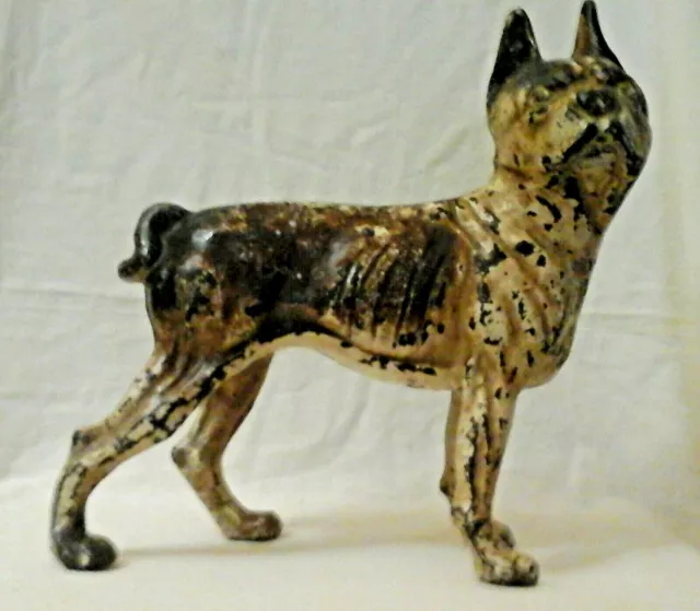 Vintage Hubley Style Boston Terrier Cast Iron Dog Door Stop