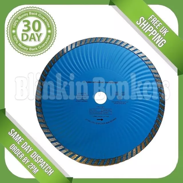 9" 230Mm Diamond Turbo Wet Dry Cutting Disc Masonry Stone Hard Brick Concrete