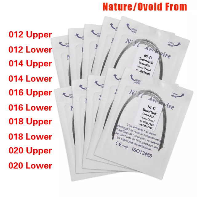 10Pcs Dental Orthodontic Arch Wire Niti Thermal Activated Ovoid Natural form