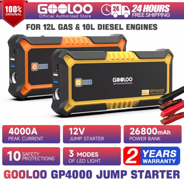 GOOLOO 4000A Car Jump Starter 26800mAh Portable Power Bank Car