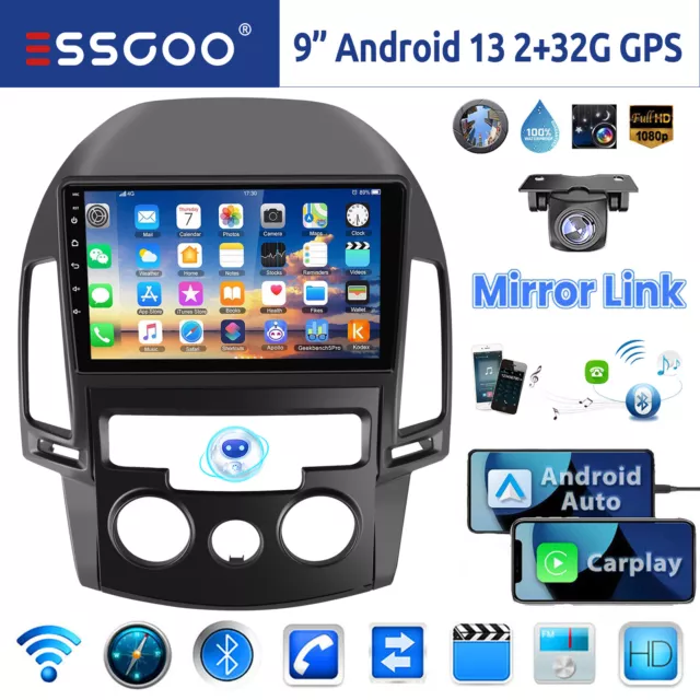 Für Hyundai i30 MK1 FD 2006-2011 2+32G Android 13 Autoradio Carplay GPS Navi KAM