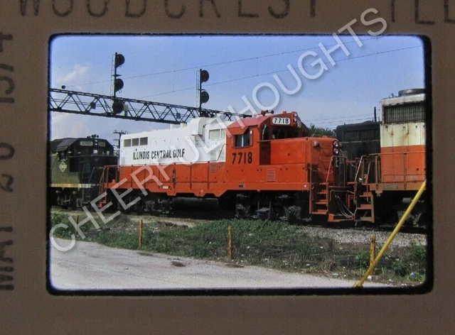 Original '74 Kodachrome Slide ICG Illinois Central Gulf 7718 GP8 Woodcrest 37A39