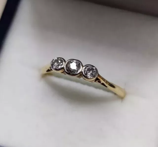 18ct gold platinum art deco old cut diamond ring antique vintage Engagement