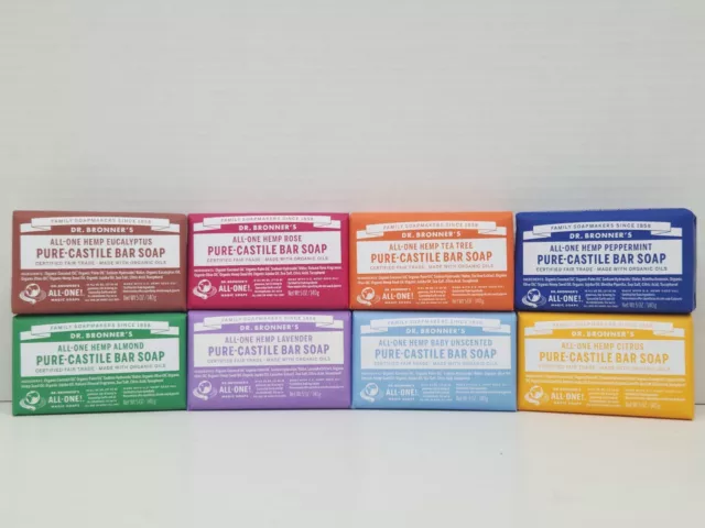 3 OR 6 Packs of DR.BRONNER'S ALL-ONE HEMP Natural Castile BAR Soap CHOOSE SCENT!