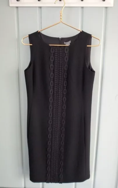 Ann Taylor Womens 4 Small Solid Black Lace Eyelet Sheath Dress Lined Career Work