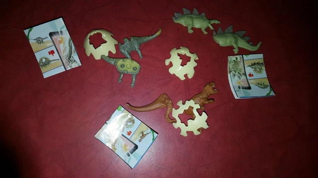 KINDER JOY JURASSIC World set of 3 T-Rex Brontosaurus Stegosaurus w ...