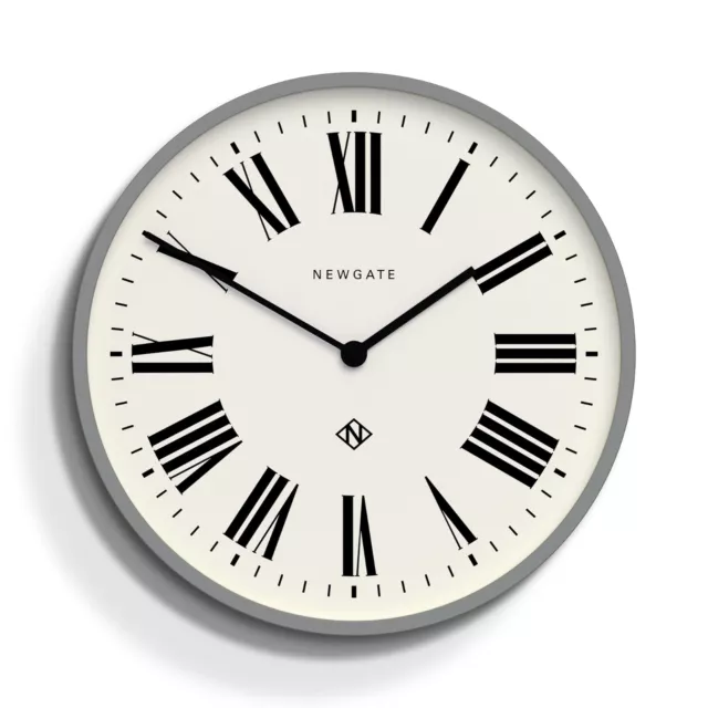 Newgate Italian Number Three Wall Clock - Grey - Modern Matt Black Silicone