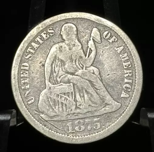 1875 CC - Liberty Seated Silver Ten Cents 10C Dime Coin