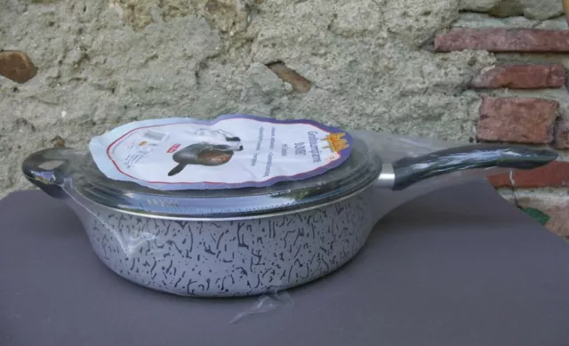 Poêle sauteuse wok avec couvercle en verre 28 cm anti adhésif poignées Jumbo 2