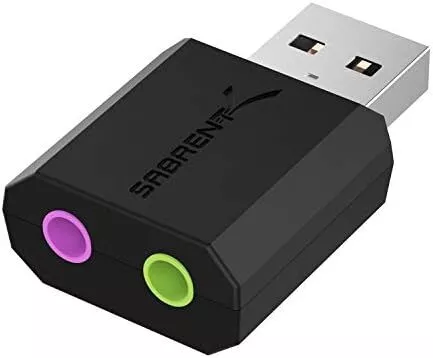 Sabrent USB External Stereo Sound Adapter for Windows and Mac. Plug and play No