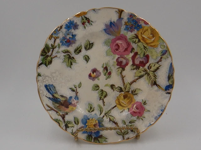 Royal Staffordshire A J Wilkinson Chintz Lorna Doone 6.5" Plate Blue Bird