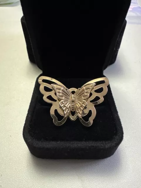 stunning gold tone statement butterfly ring size R