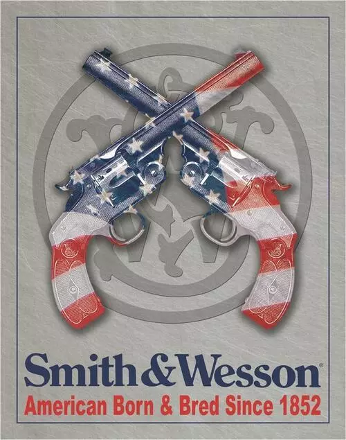 Smith & Wesson America Born Breed Logo Guns Hunting Pistols Tin Metal Sign NEW