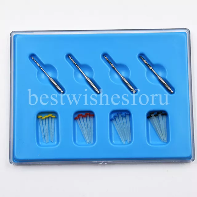 Dental 20 Pcs Resin Fiber Post & 4 Drills Screw Glass Endo Thread High-intensity