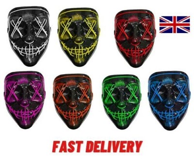 SOUTHSKY LED Maschera Vendetta Maschera El Wire Light Up for Halloween Costume Cosplay Party V-Red 