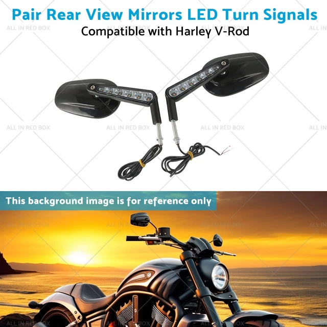 PAIR LED TURN Signals Rear View Mirrors Muscle Suitablefor Harley
