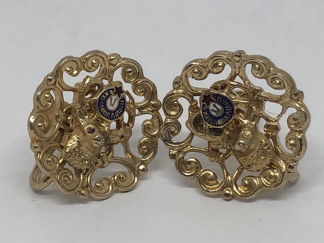 Vintage BPOE ELKS CLUB Screwback EARRINGS Benevolent & Protective Order of Elks