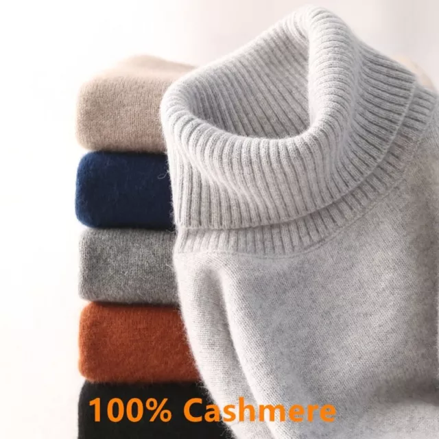 Men Cashmere Turtleneck Sweater Autumn Winter Warm Knit Pullover Soft Tops New