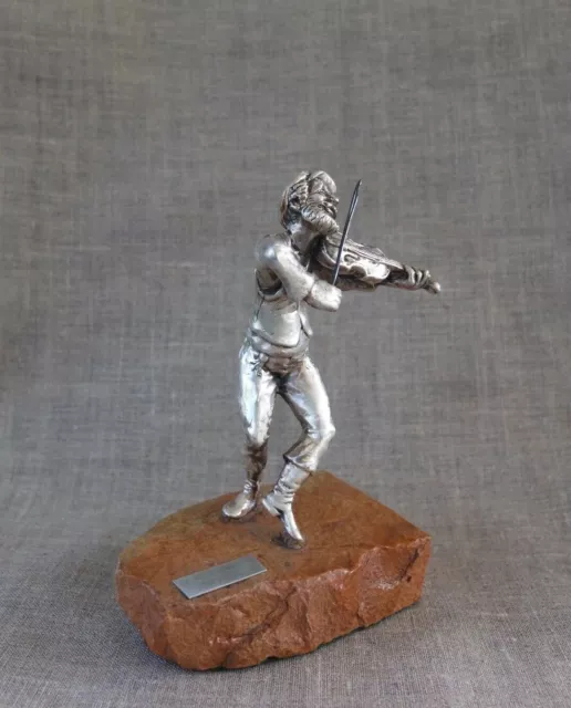 Vintage A. Kedem Israel Judaica Sterling Silver Performing Violinist Sculpture