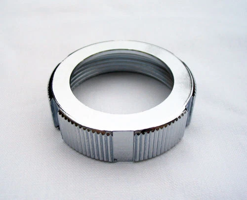 Counter Nut Steering Bearing, Chrome Plated With 2 Grooves + Knurled - Simson SR1, SR2, KR50, KR51 Schwalbe, SR4-1 Sparrow, SR4-2 STAR, SR4-3 Sparrowh