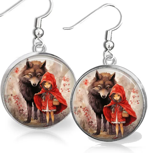 Little Red Riding Hood Wolf Storybook Illustration Earrings Fantasy & Fairytales