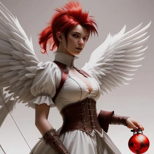 Steampunk Archer Angel White Fire Angel Digital Asset Digital Collectible AI Art