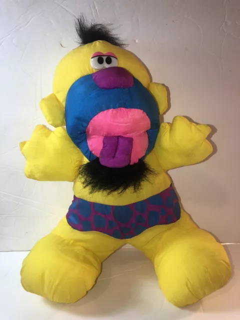 VTG 1992 Fisher Price Yellow Caveman Puffalump Stuffed Doll Grunts Plush Rocky
