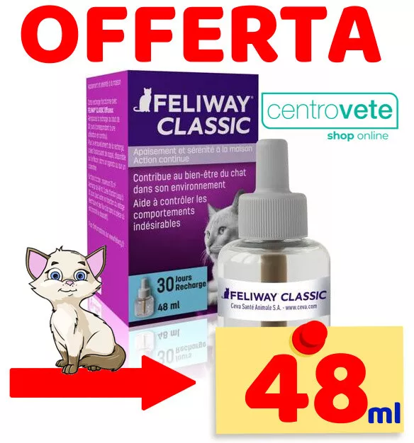 Ceva FELIWAY CLASSIC → Ricarica da 48 ml per GATTI che vivono in casa - FEROMONI