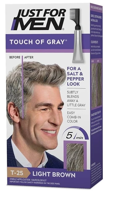 Touch Gray Color NEW MEN TOUCH of Gray Hair Color with Comb Applicator, T-25 Light Brown ...