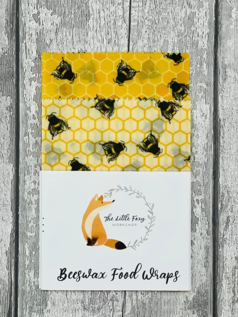 🦊 Natural Organic Reusable Hand Made Beeswax Food Wrap-Set Of 2 (35x35,35x35cm)