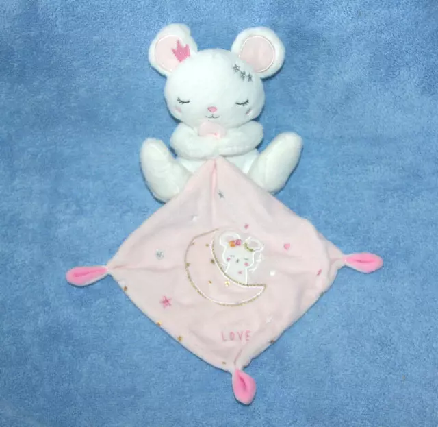 Simba Toys Doudou Souris Blanc Mouchoir Rose Love Lune Etoiles Etat Neuf