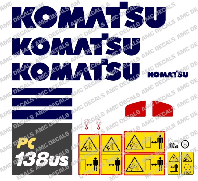 Komatsu PC138US-10 Digger Décalque Autocollant Set