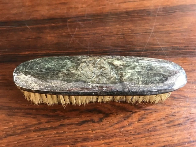 Antique Clothes Brush England, 925 Silver With Monogram