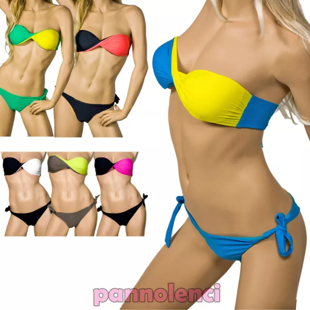 Bikini costume FASCIA push up moda mare BRASILIANA donna laccetti B0350