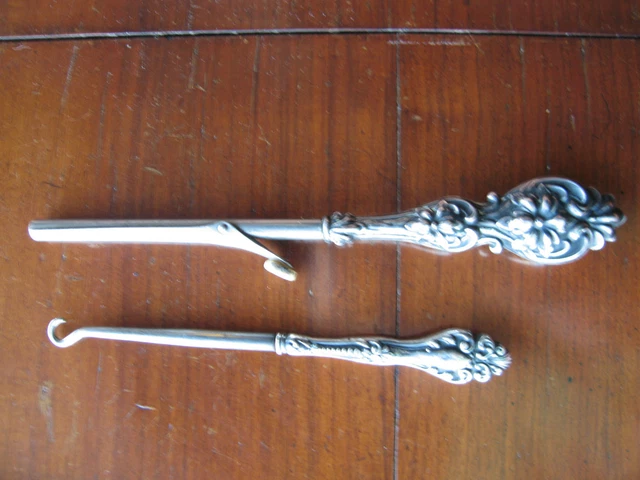 Ancien Début 20th Siècle Argent Sterling à Poignées Gant Stretcher & Crochet