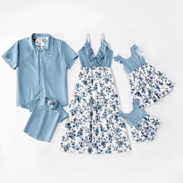 Family Matching Outfits Mother Kids Cotton Matching Suits Couples Short Sleeve