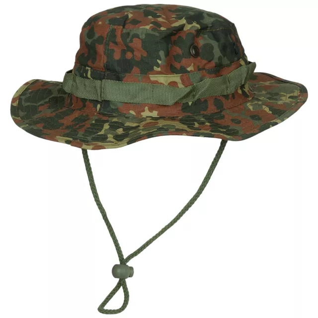 Gi Boonie Jungle Combat Hat German Army 100% Cotton Ripstop Flecktarn Camo S-Xxl